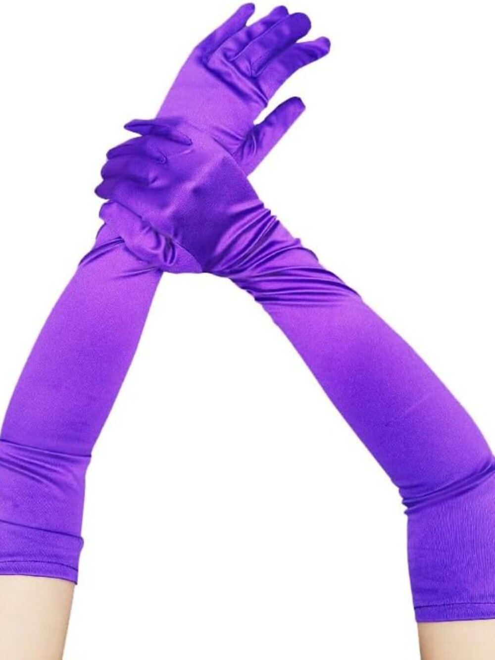 Women's Deep Purple 1920s Elbow Length Stretchy Satin Long Opera Gloves